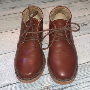 Deerstags Boys Ballard dress up lace bootie brown shoes. Size 1/M